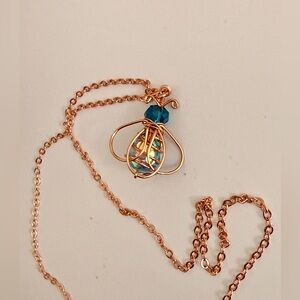 Wire Wrapped Bee Pendant Necklace